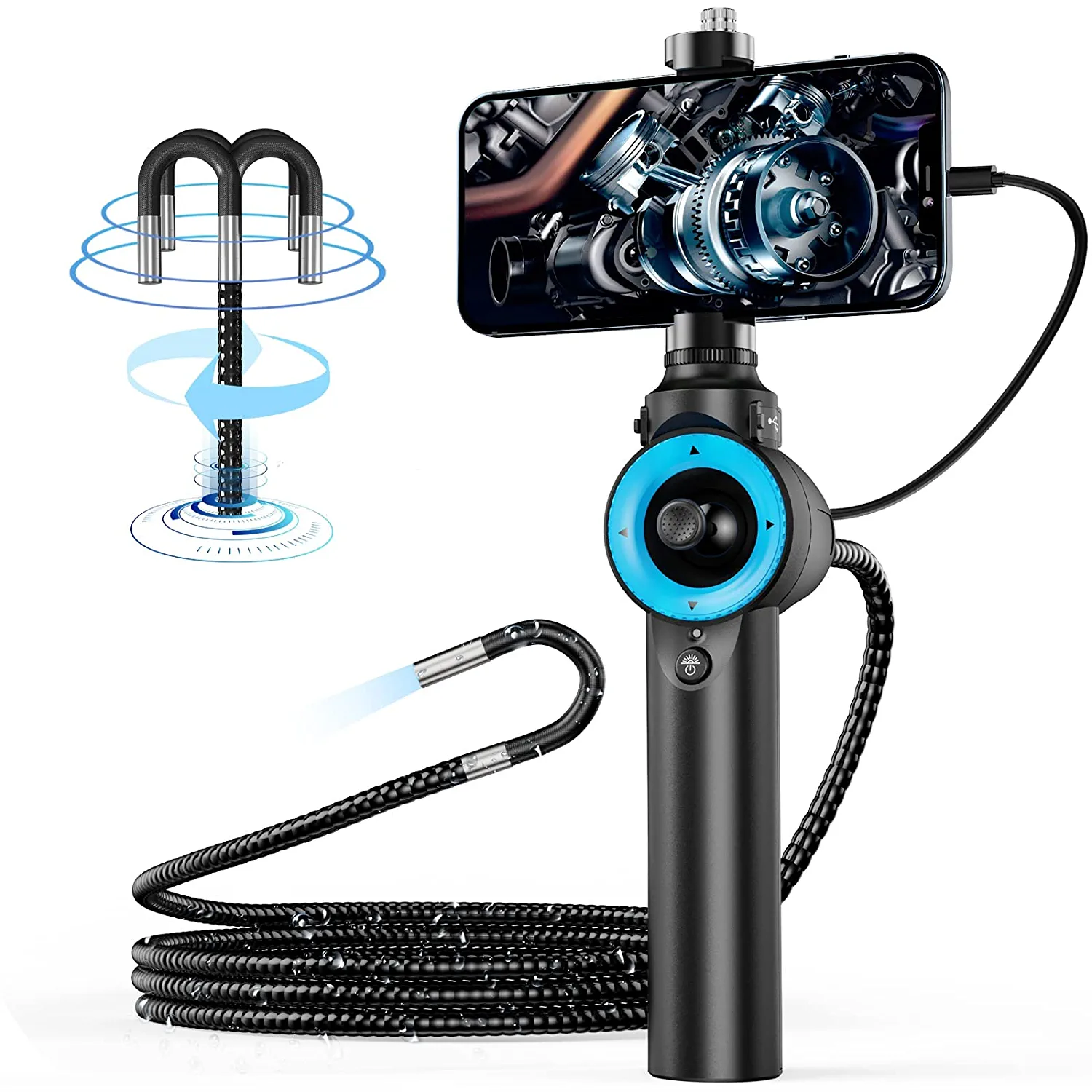 3.9mm Industrial Endoscope Camera,1080P HD Oiiwak Borescope Inspection  Camera 4.3” IPS Screen, 6 LED Lights,Semi-Rigid Cable,Carrying Case,IP68