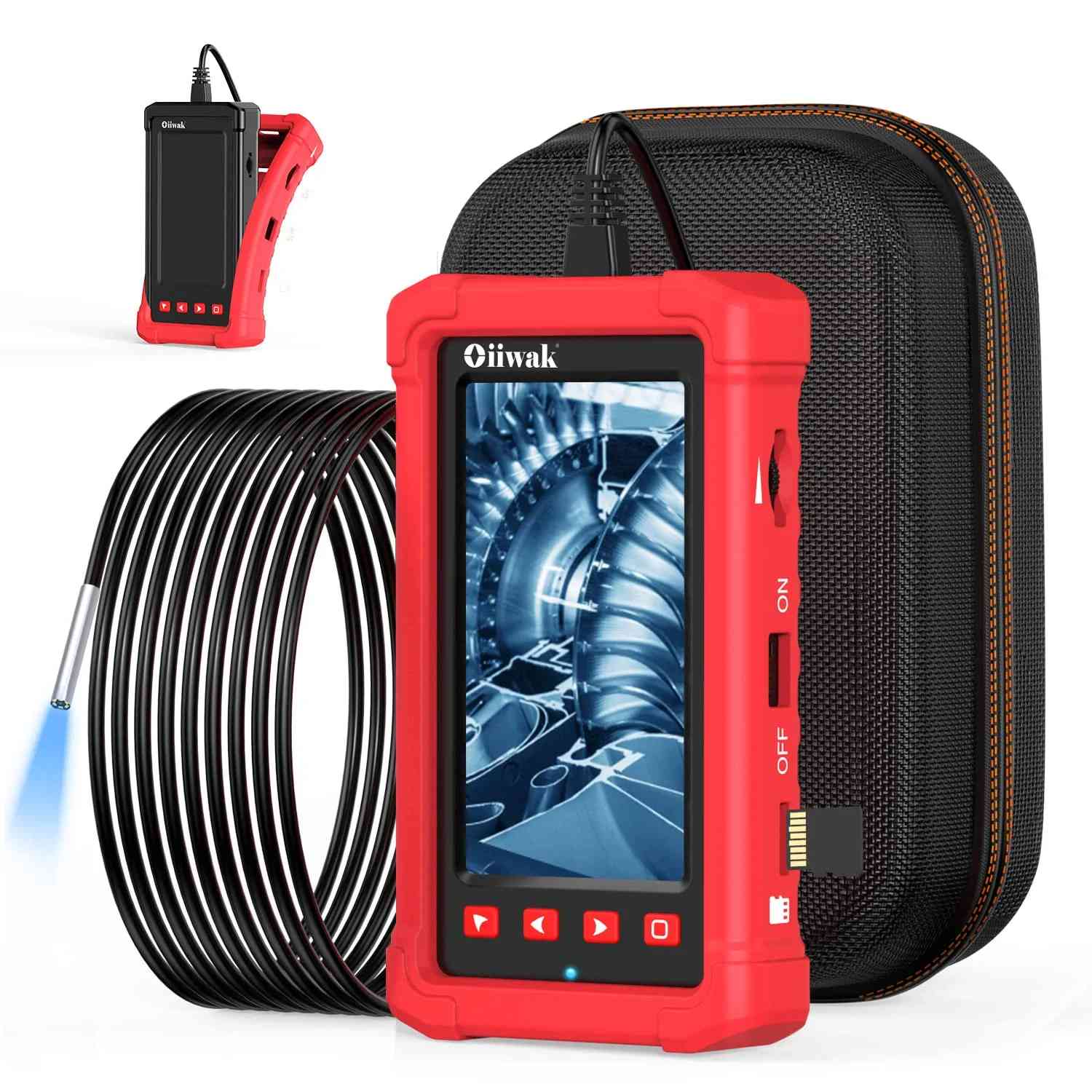 Borescope Inspection Camera 3.9mm Industrial Endoscope Camera 4.3 Inch HD  Screen 1080P Snake Camera with LED Lights, Semi Rigid Cable for Auto